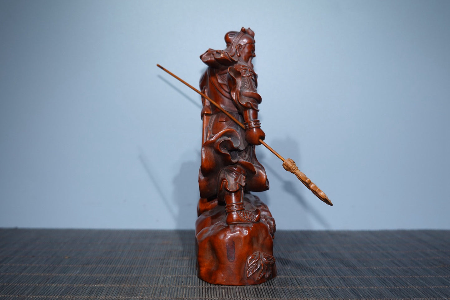 Collected boxwood carved Guan Gong ornaments, furniture ornaments