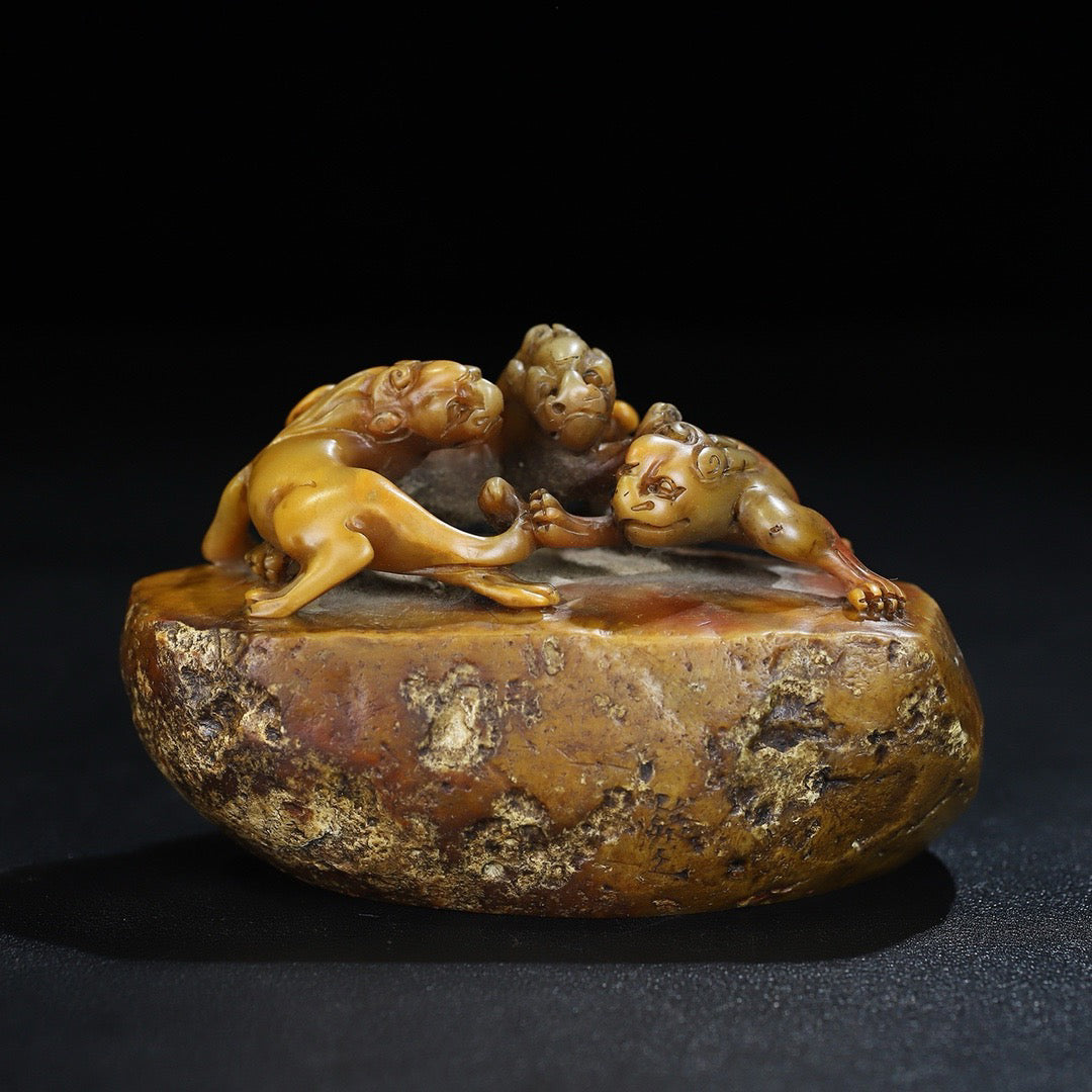 Chinese Antique Shoushan Shiyuan Stone Chihu Button Seal