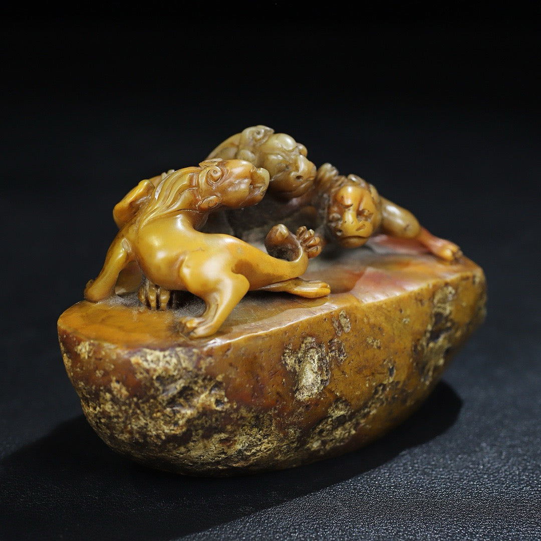 Chinese Antique Shoushan Shiyuan Stone Chihu Button Seal