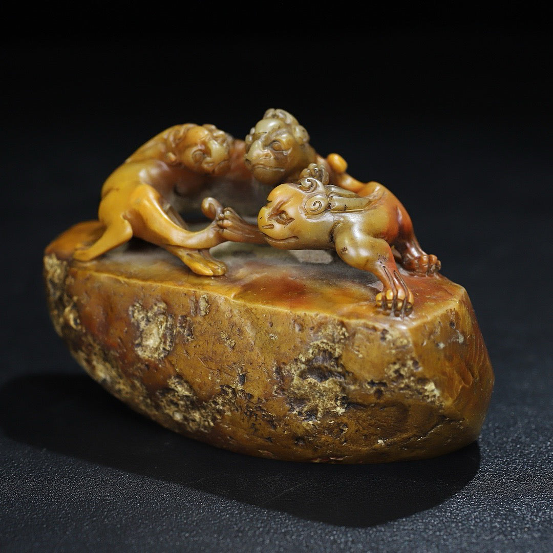 Chinese Antique Shoushan Shiyuan Stone Chihu Button Seal