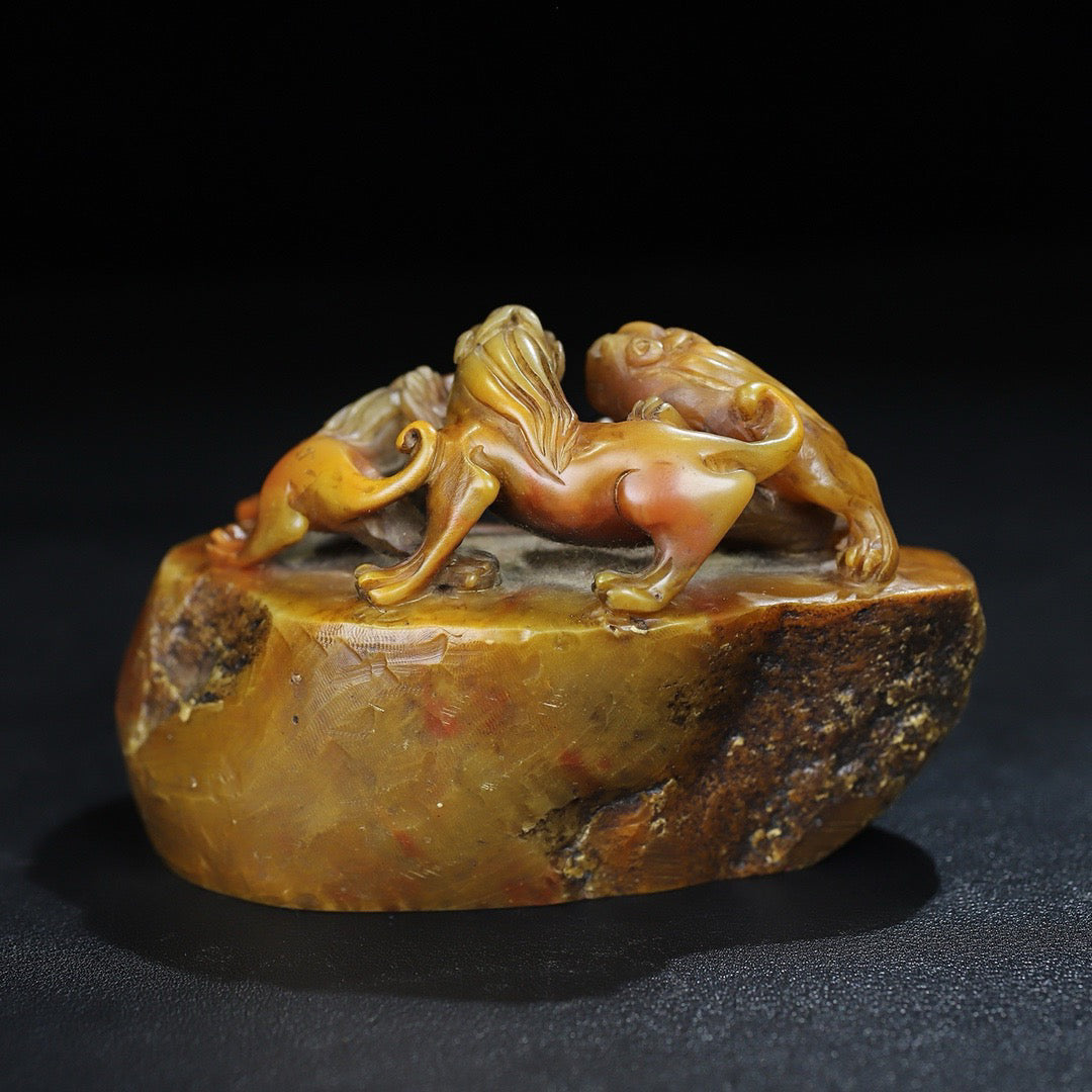 Chinese Antique Shoushan Shiyuan Stone Chihu Button Seal