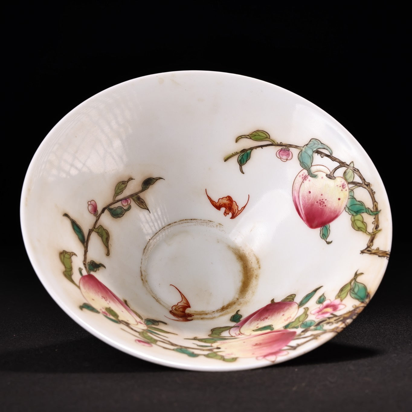 Chinese antique hand-painted pink longevity peach ceramic bowl