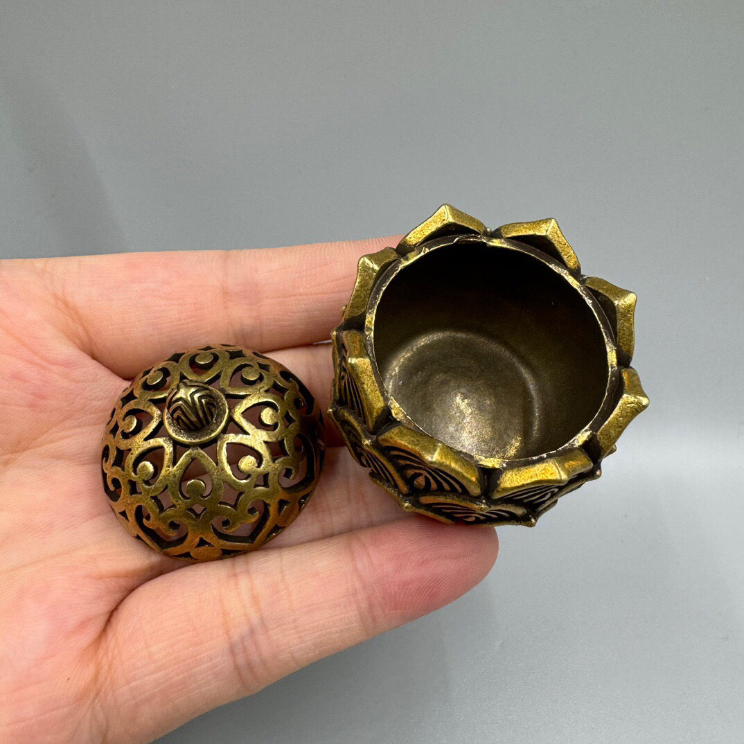 Chinese antique lotus copper incense burner