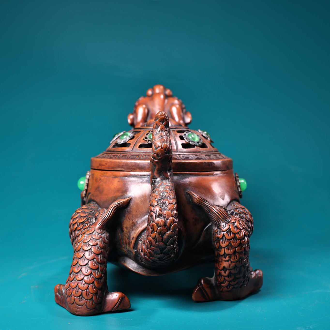 Precious Chinese Antique, Pure Copper, All Copper, High Relief Carving, Eight Trigrams, Dragon Tortoise, Incense Incense Burner, Exquisite Craft, Exquisite Style, and Exorcism in Villages and Villages