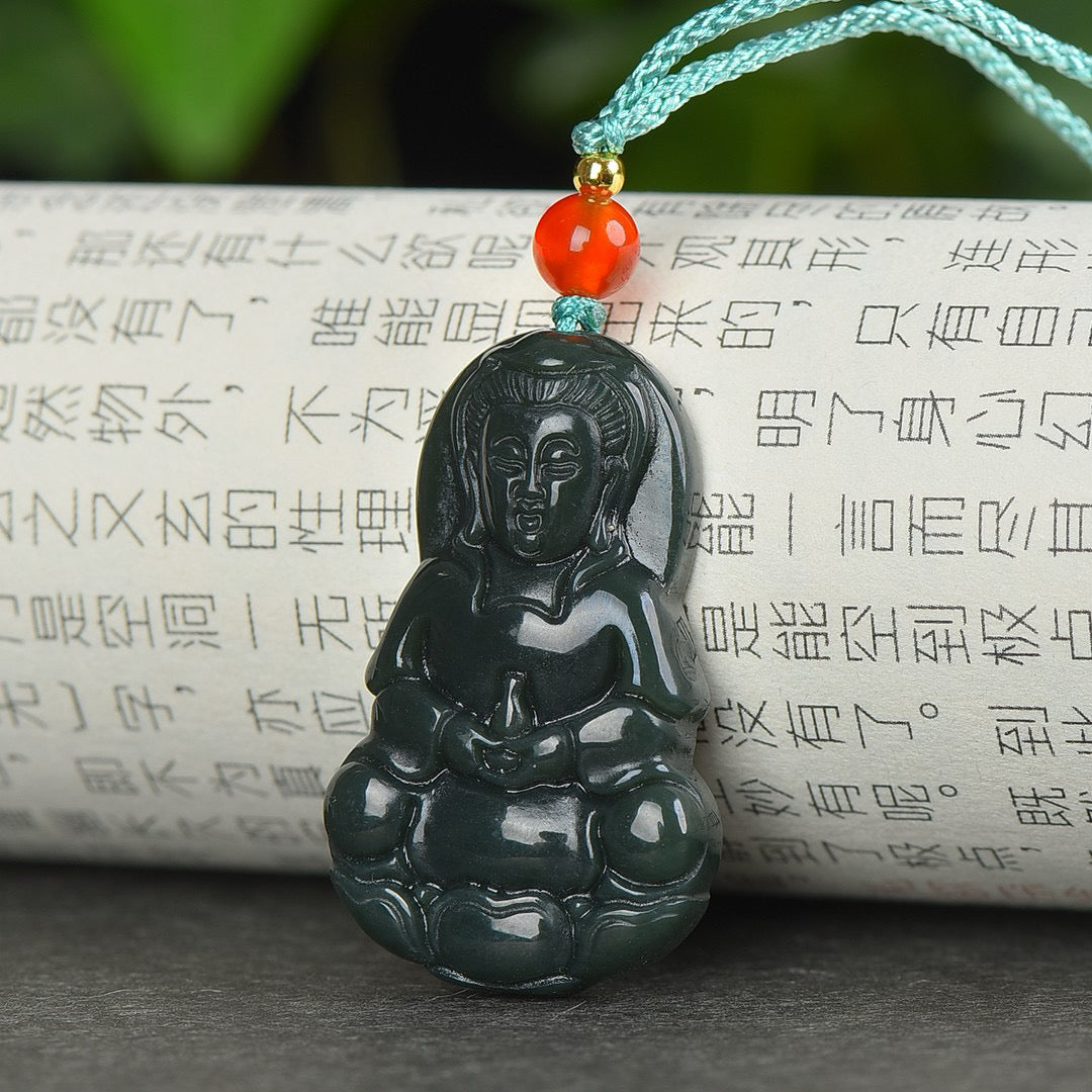 Hotan Jade Blue Jade Guanyin