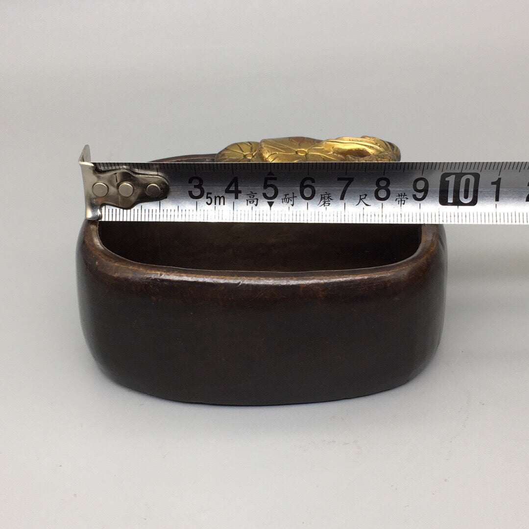 Chinese Antique Pure Copper Pisces Square Pen Wash