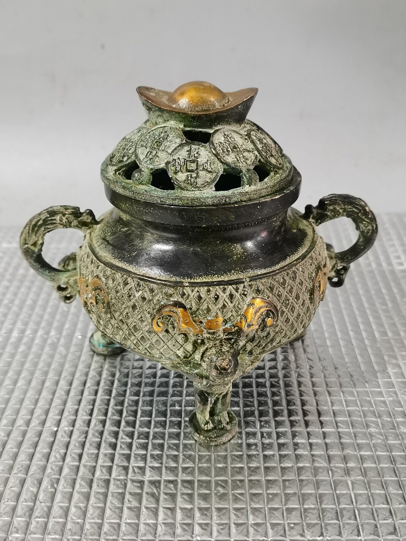 Chinese antique pure copper attracts wealth and treasures, incense burner incense