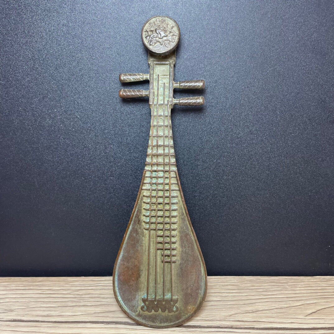 Chinese antique pure copper pipa incense insert