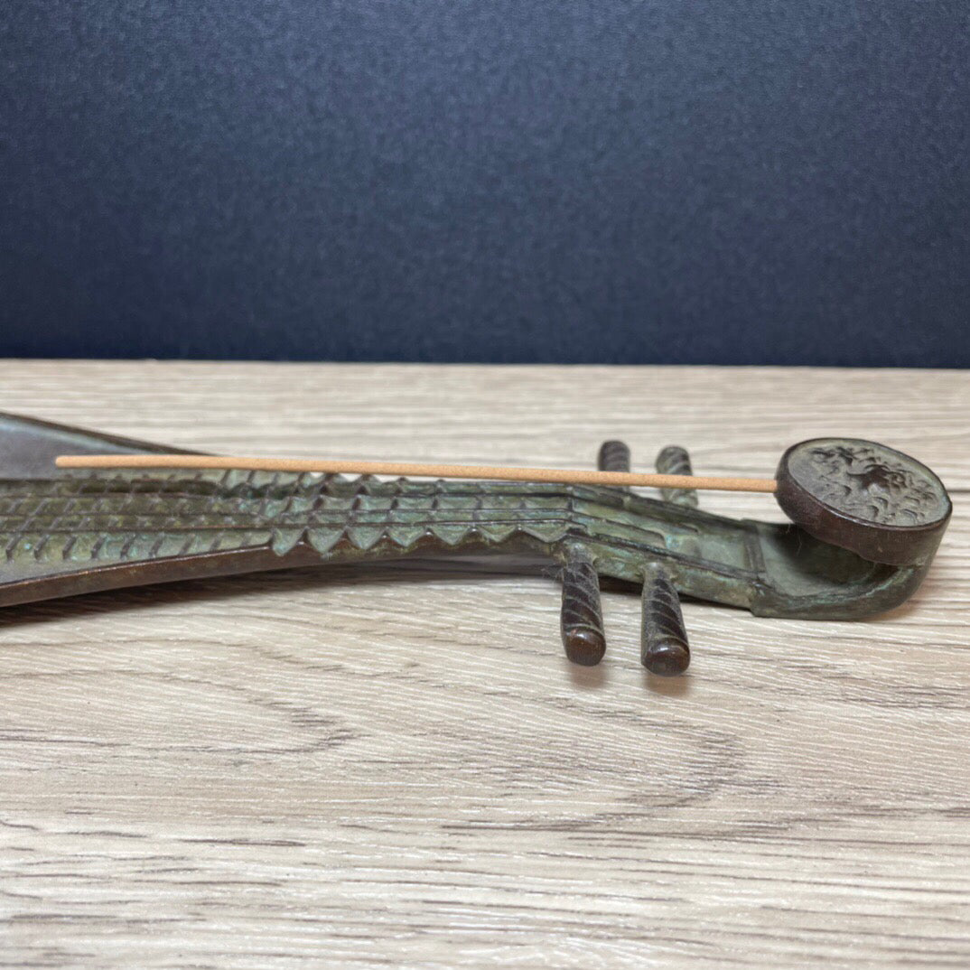 Chinese antique pure copper pipa incense insert