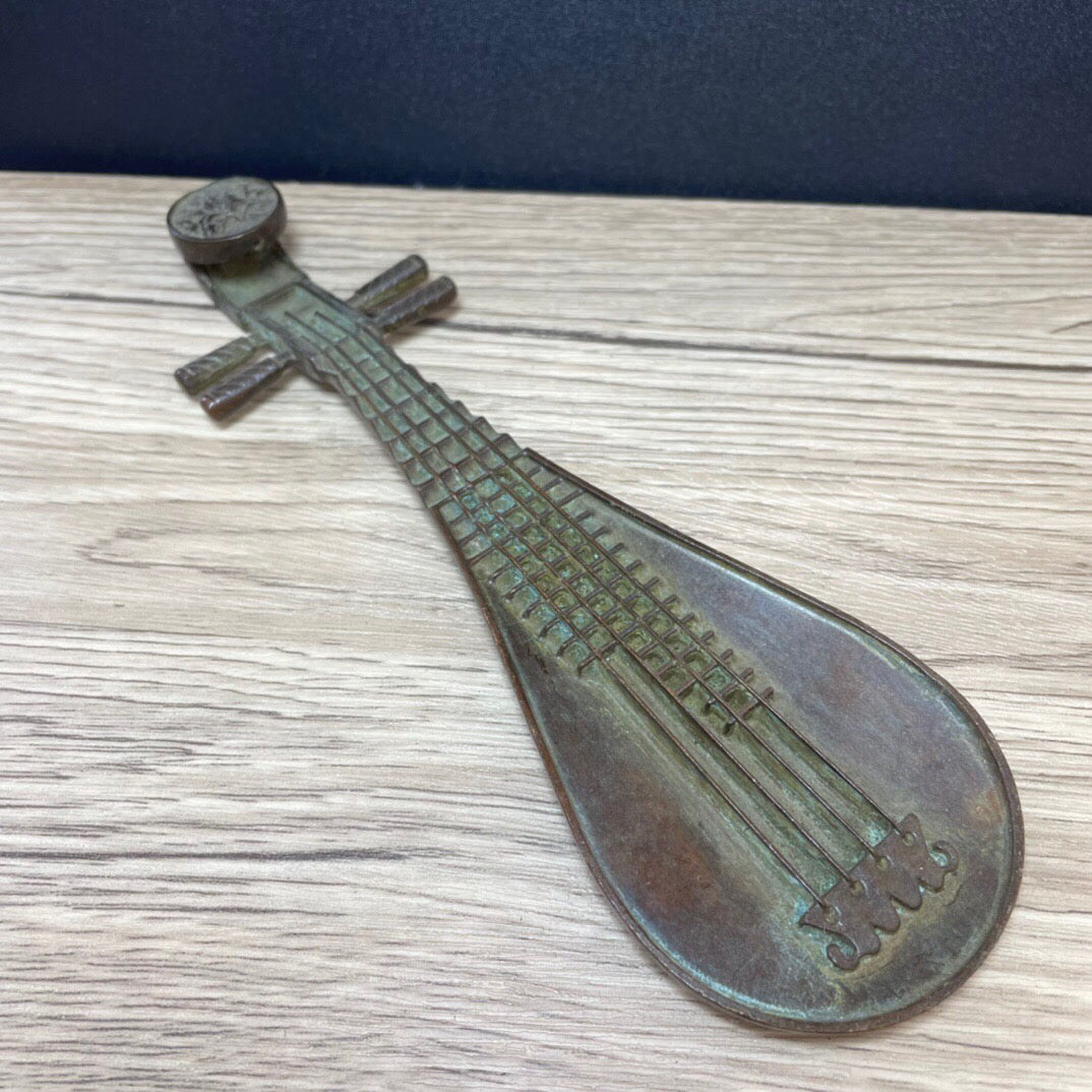 Chinese antique pure copper pipa incense insert