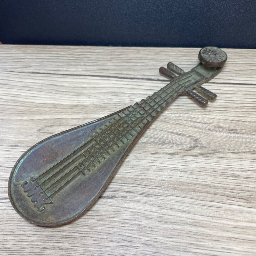 Chinese antique pure copper pipa incense insert