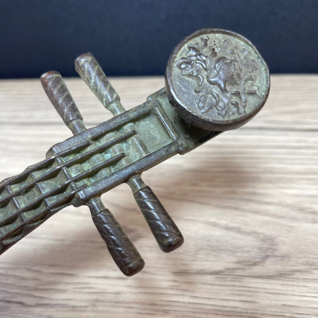 Chinese antique pure copper pipa incense insert