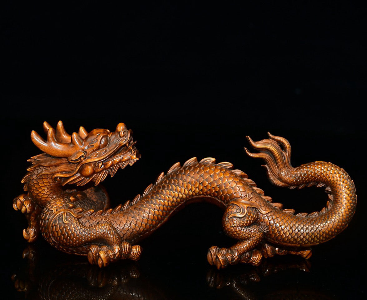 Huangyang wooden dragon pen holder ornament