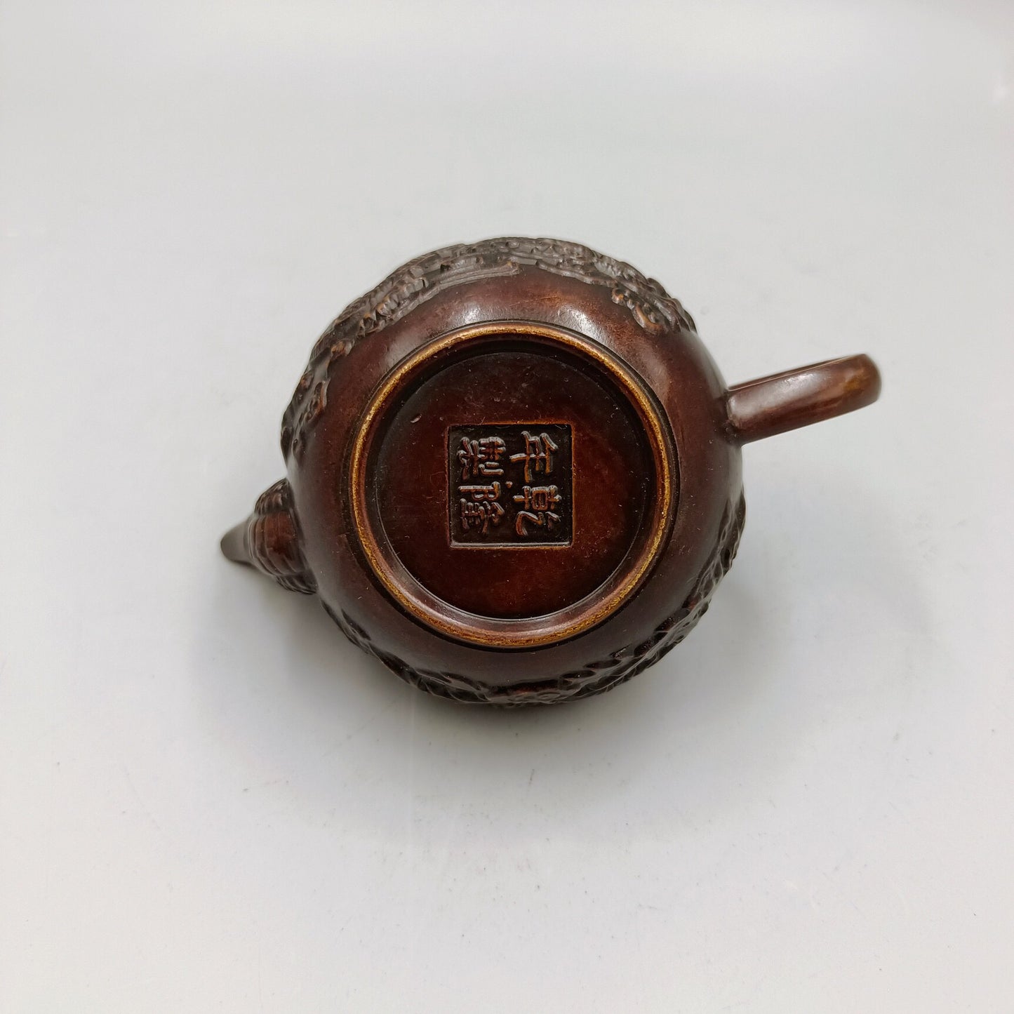 Chinese Antique Pure Copper Dragon and Phoenix Auspicious Copper Wine Pot Small Handle Pot