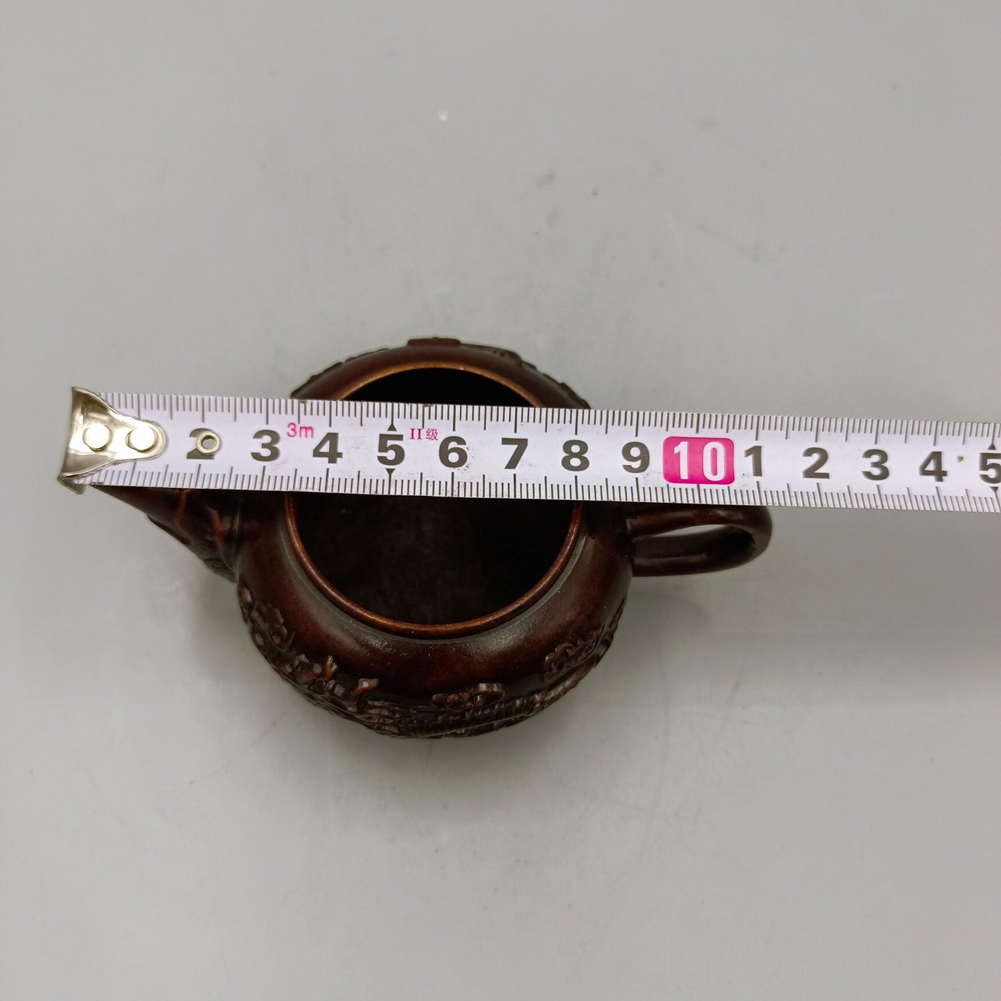 Chinese Antique Pure Copper Dragon and Phoenix Auspicious Copper Wine Pot Small Handle Pot