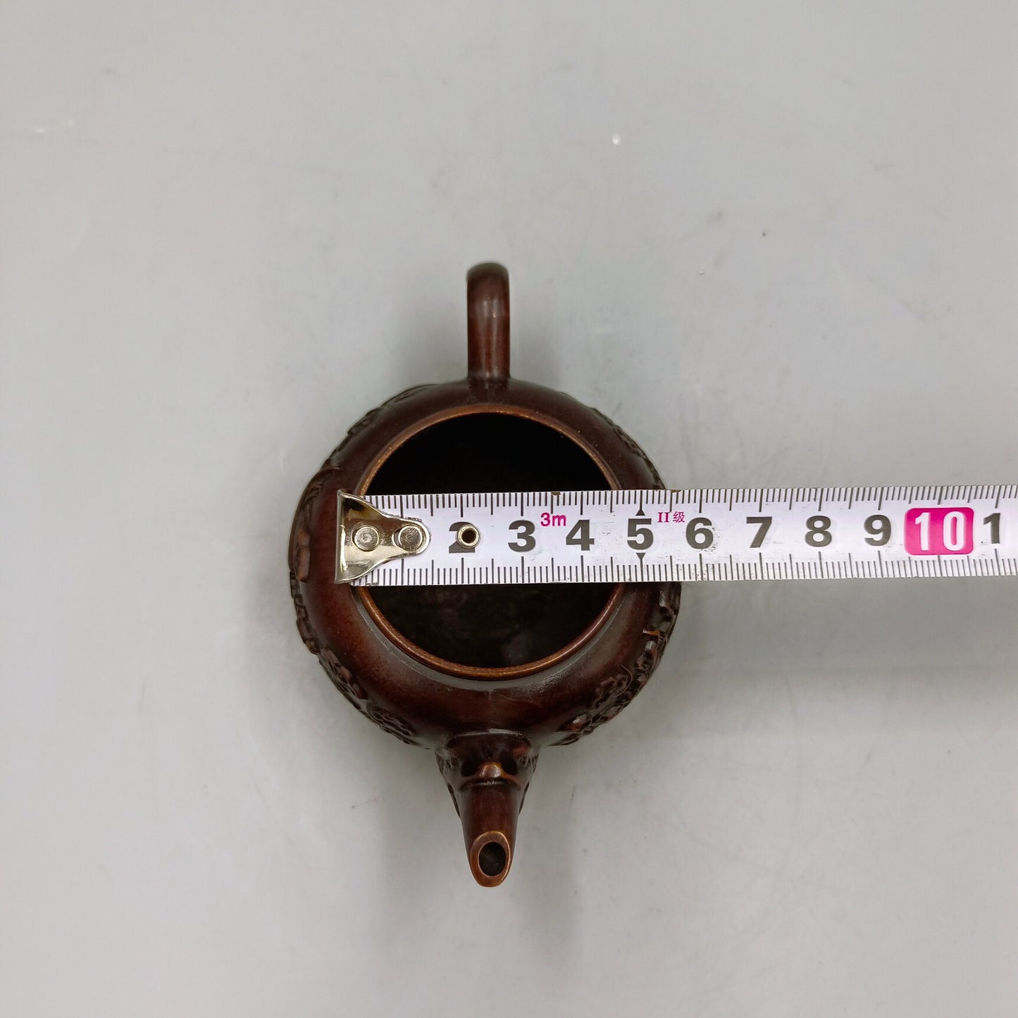 Chinese Antique Pure Copper Dragon and Phoenix Auspicious Copper Wine Pot Small Handle Pot