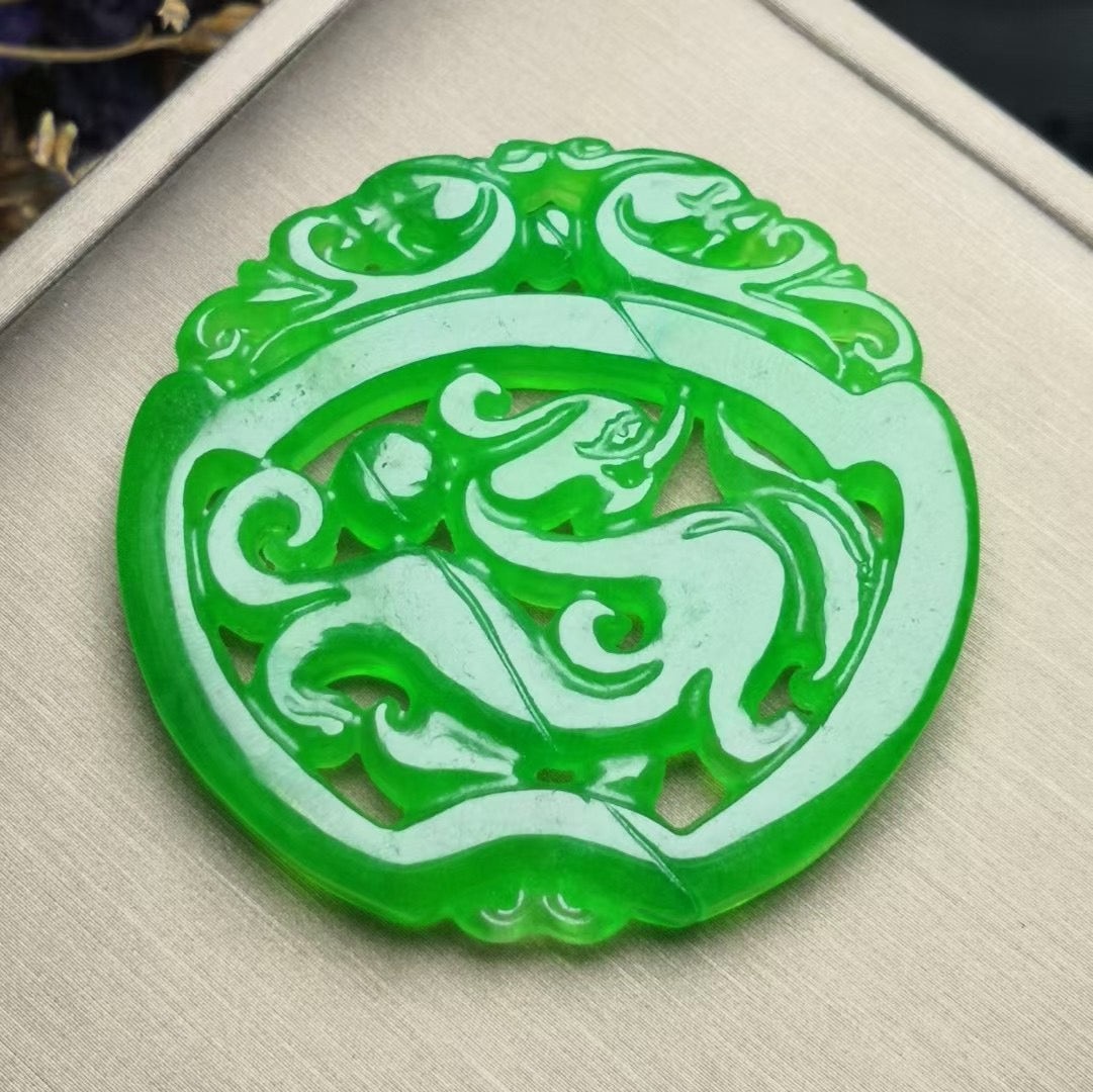 Ice Green Jade Antique Dragon Card