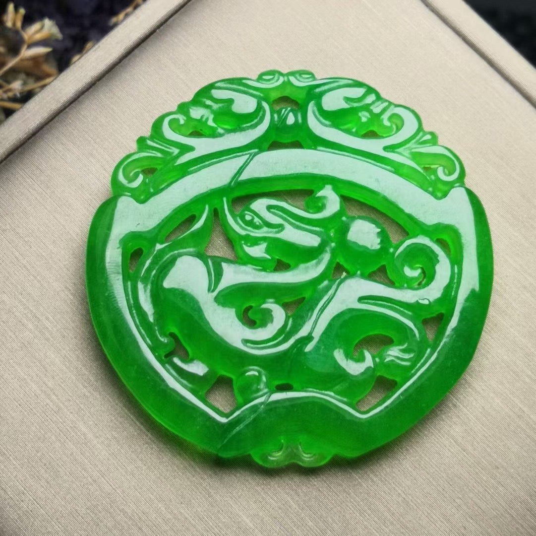 Ice Green Jade Antique Dragon Card