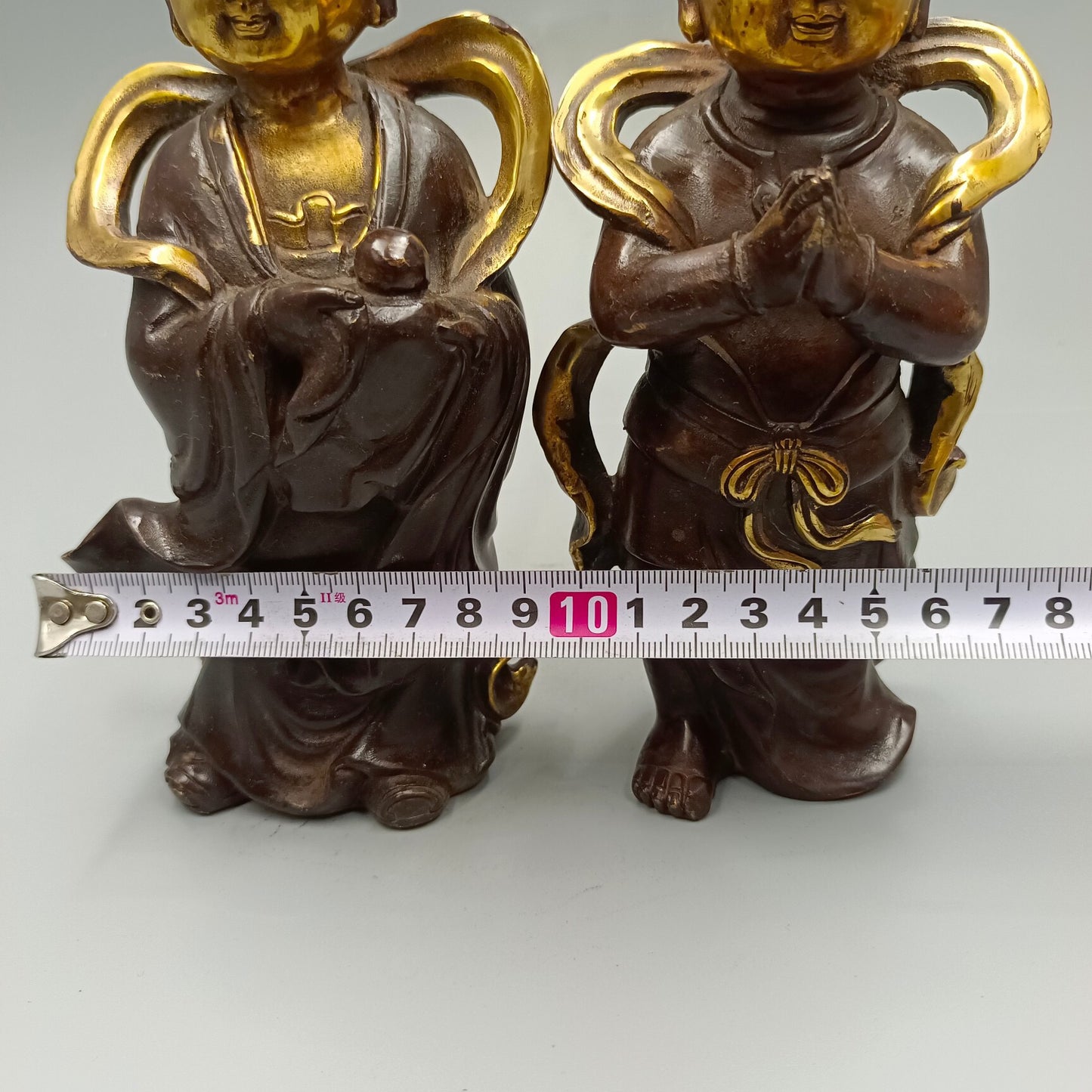 Chinese antique pure copper, gold children, jade women, copper ornaments