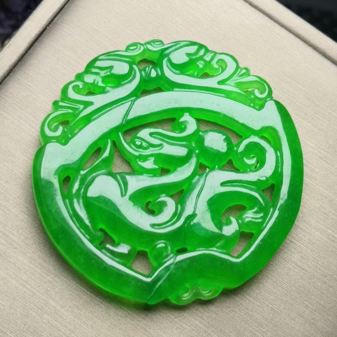 Ice Green Jade Antique Dragon Card