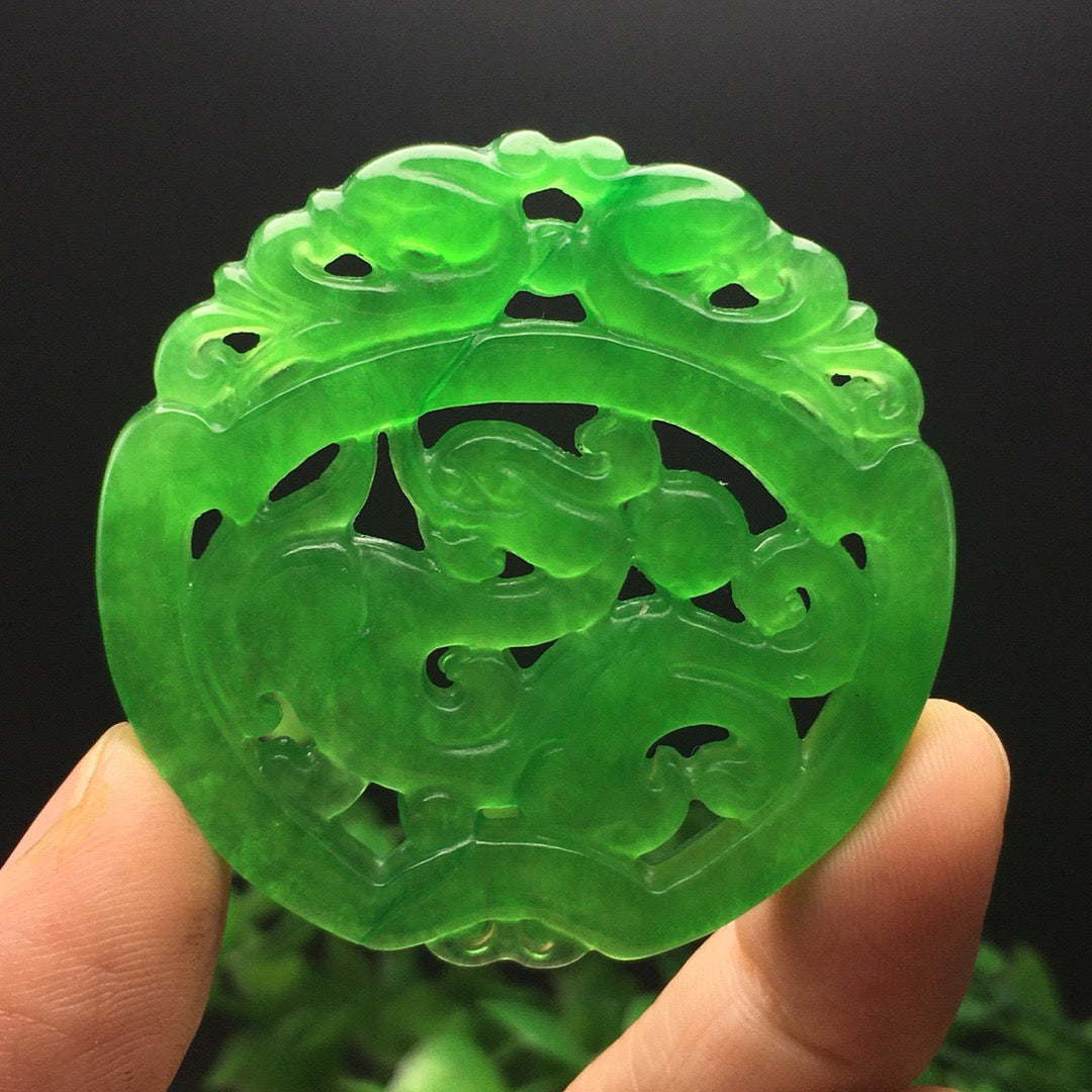 Ice Green Jade Antique Dragon Card