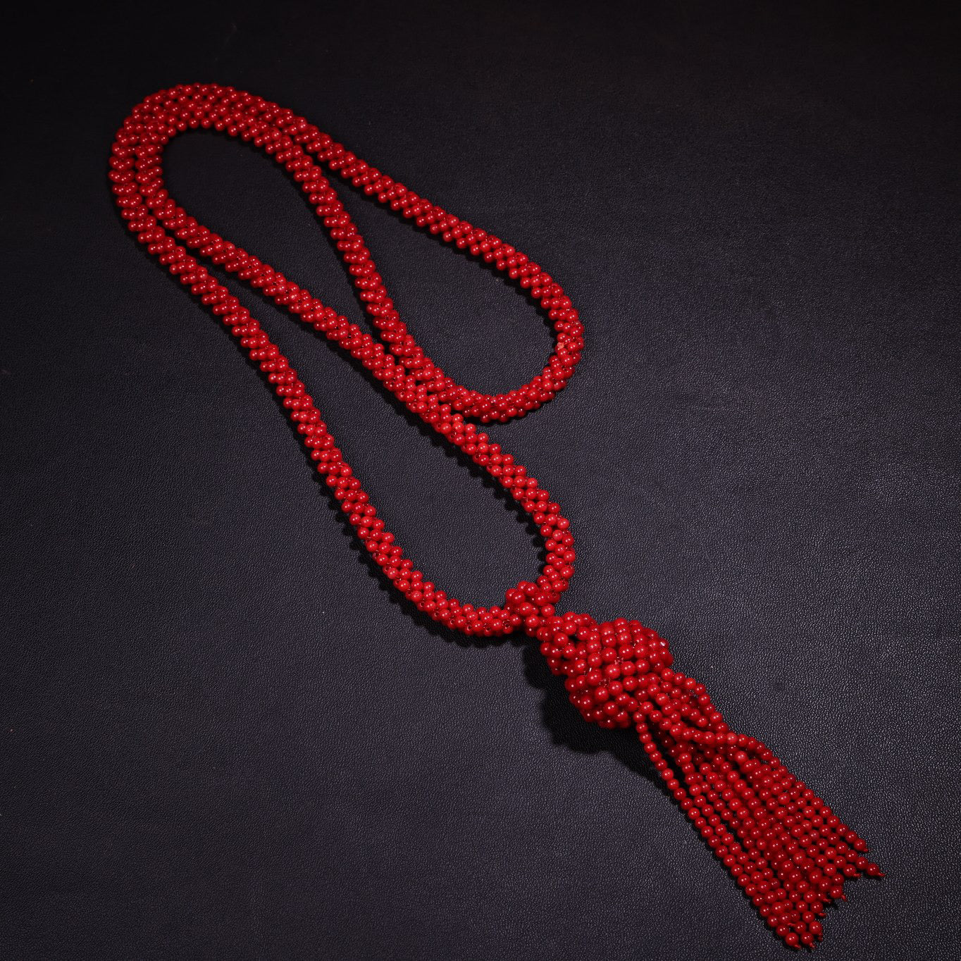 Rare Premium Red Coral Woven Gourd Necklace Sweater Chain