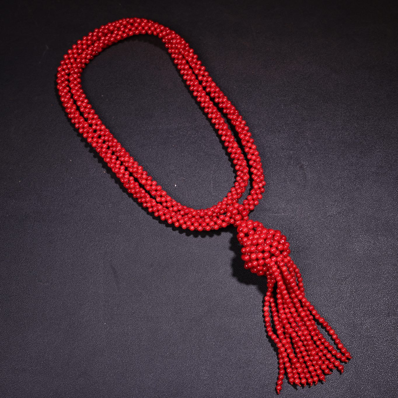 Rare Premium Red Coral Woven Gourd Necklace Sweater Chain