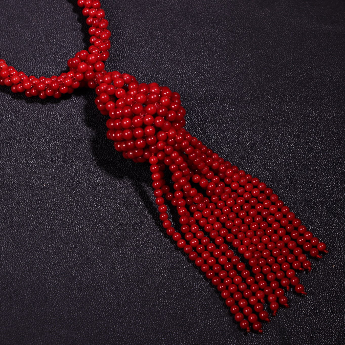 Rare Premium Red Coral Woven Gourd Necklace Sweater Chain