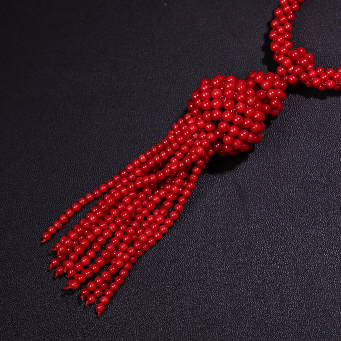 Rare Premium Red Coral Woven Gourd Necklace Sweater Chain