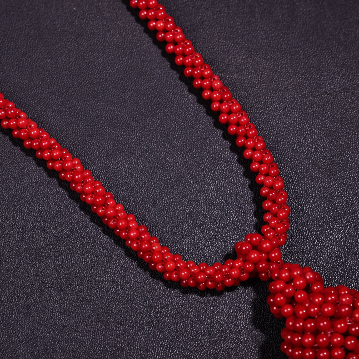 Rare Premium Red Coral Woven Gourd Necklace Sweater Chain