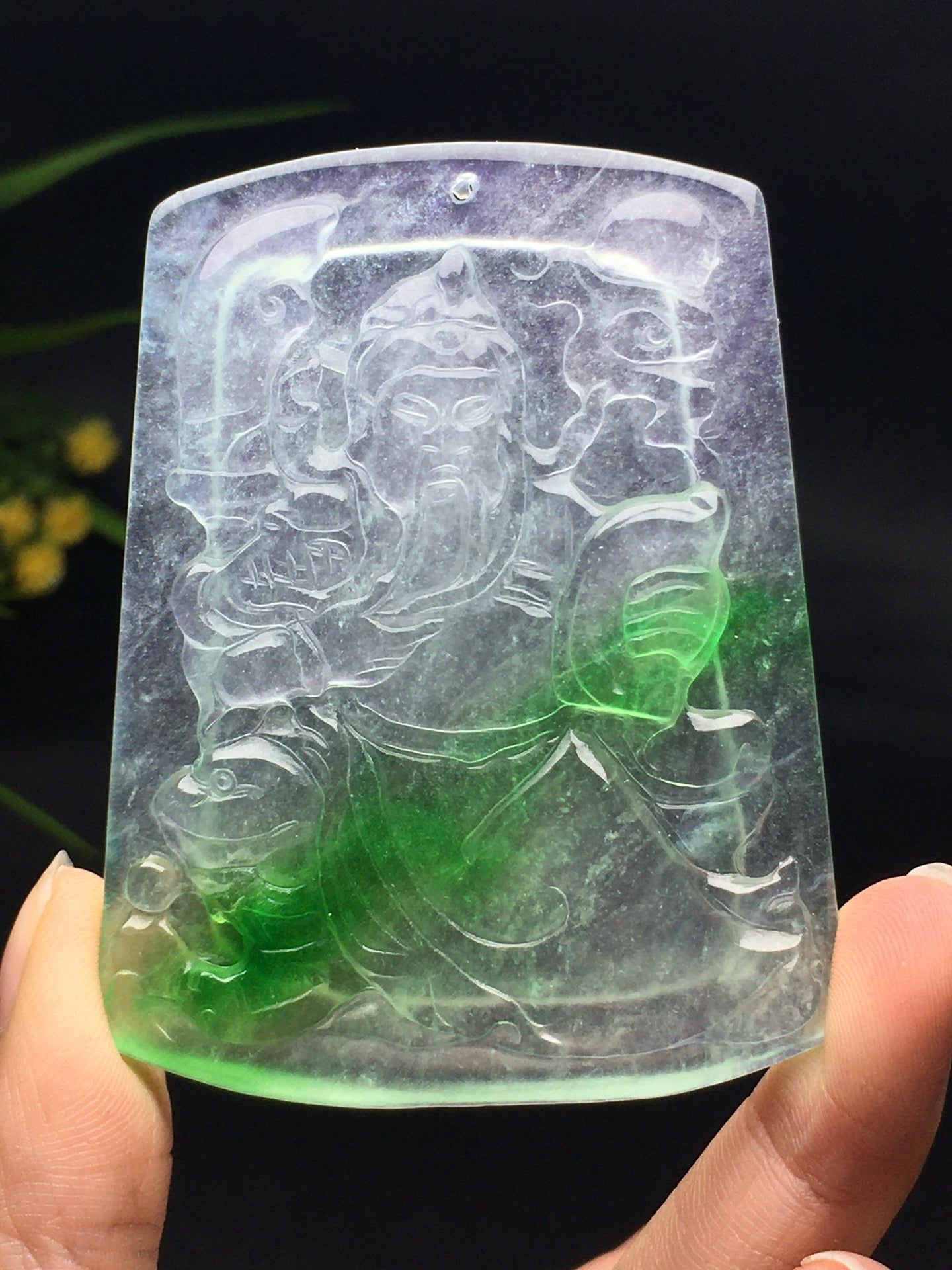 Ice Drifting Green Jade Guan Gong Card