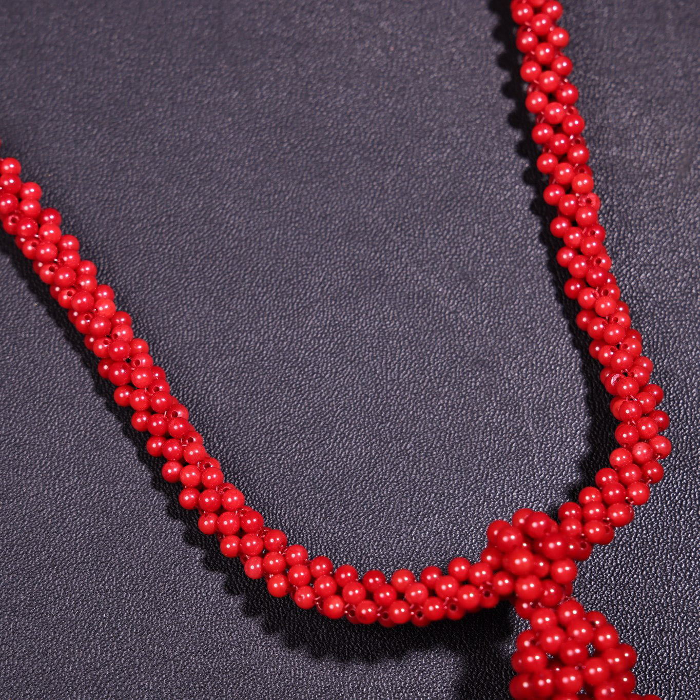 Rare Premium Red Coral Woven Gourd Necklace Sweater Chain