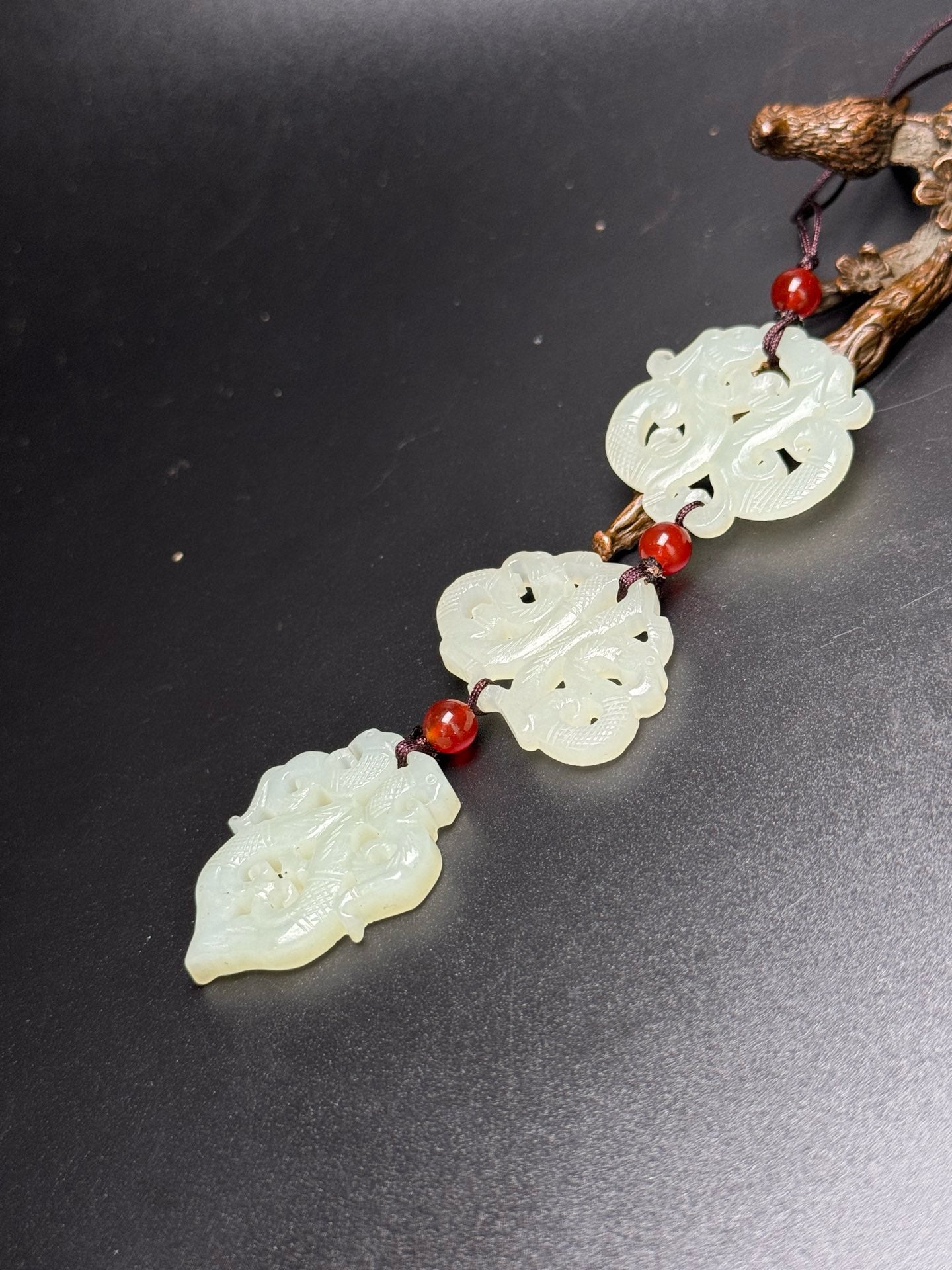 Chinese antique Hotan Jade multi precious jade pendant