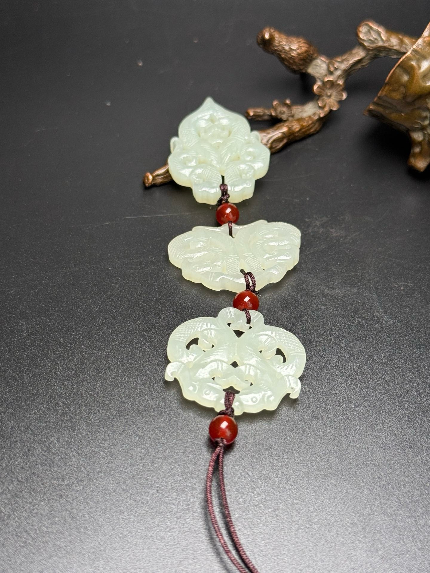 Chinese antique Hotan Jade multi precious jade pendant