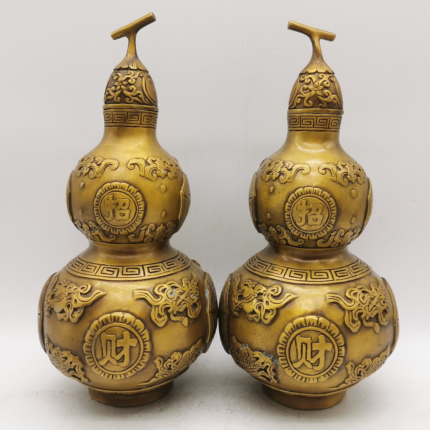 Chinese antique pure copper eight treasure gourd