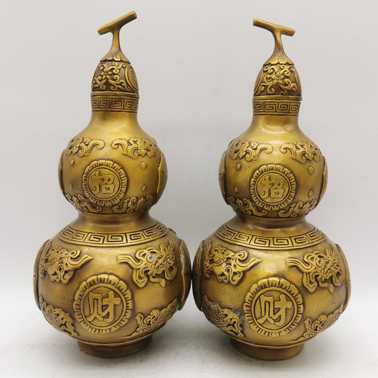 Chinese antique pure copper eight treasure gourd