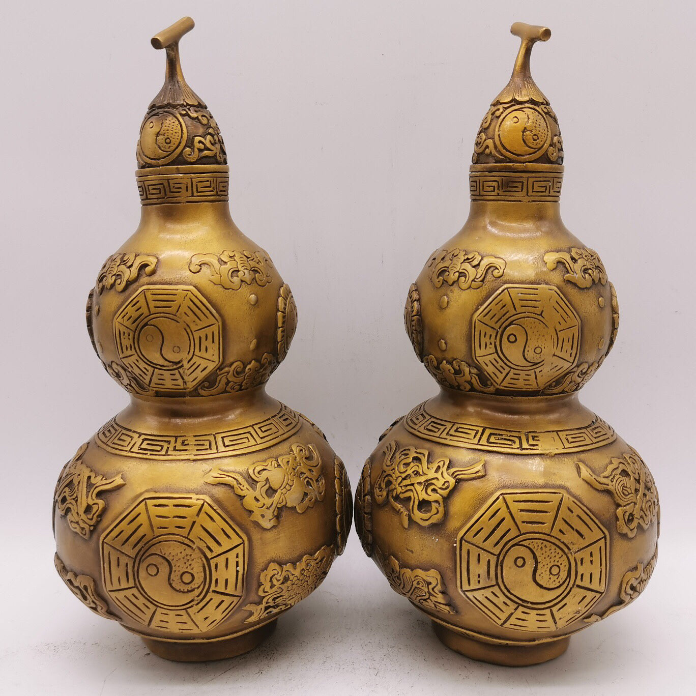Chinese antique pure copper eight treasure gourd