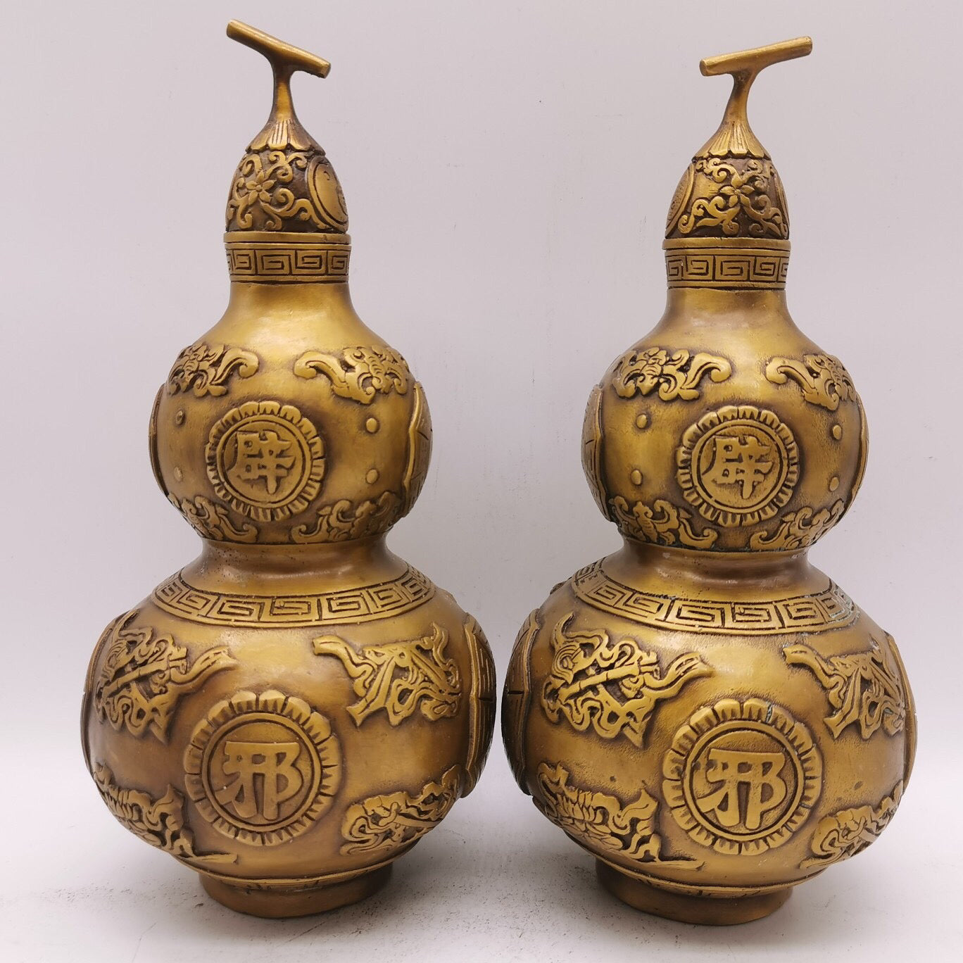 Chinese antique pure copper eight treasure gourd