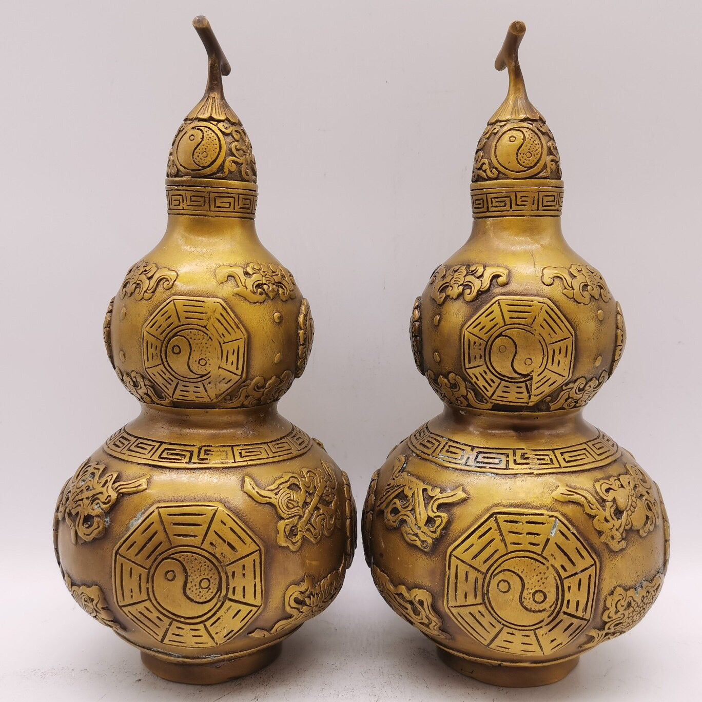 Chinese antique pure copper eight treasure gourd