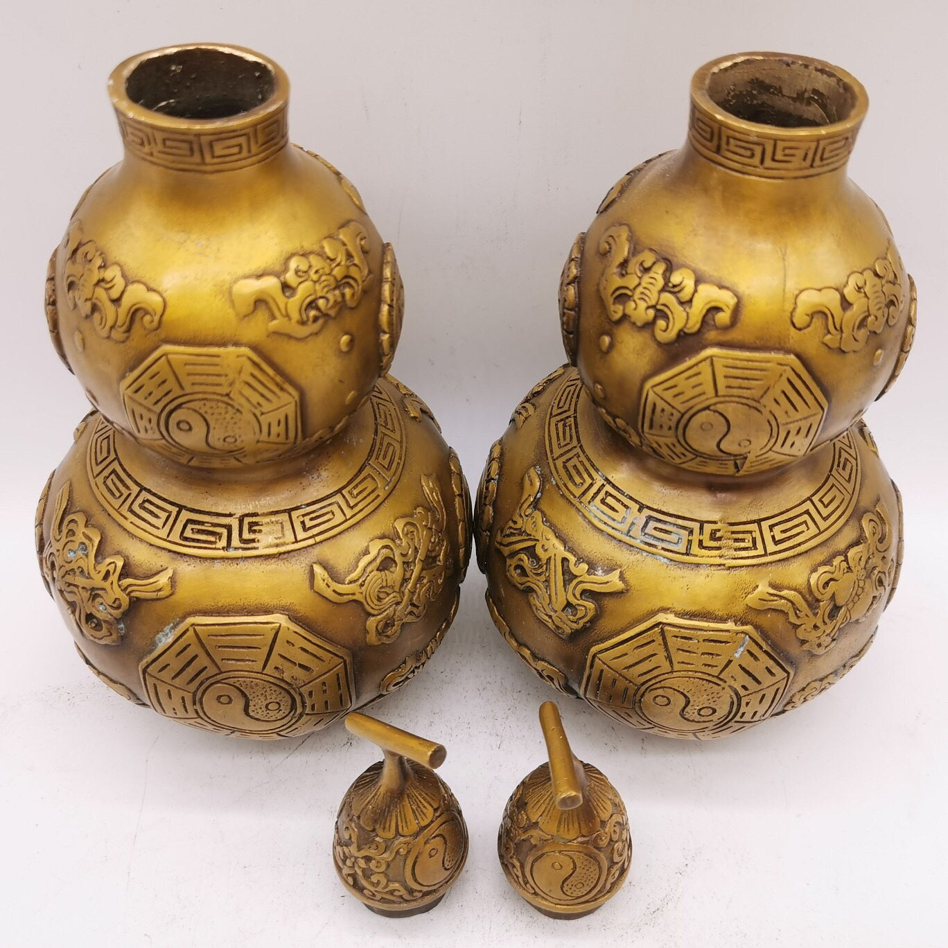 Chinese antique pure copper eight treasure gourd