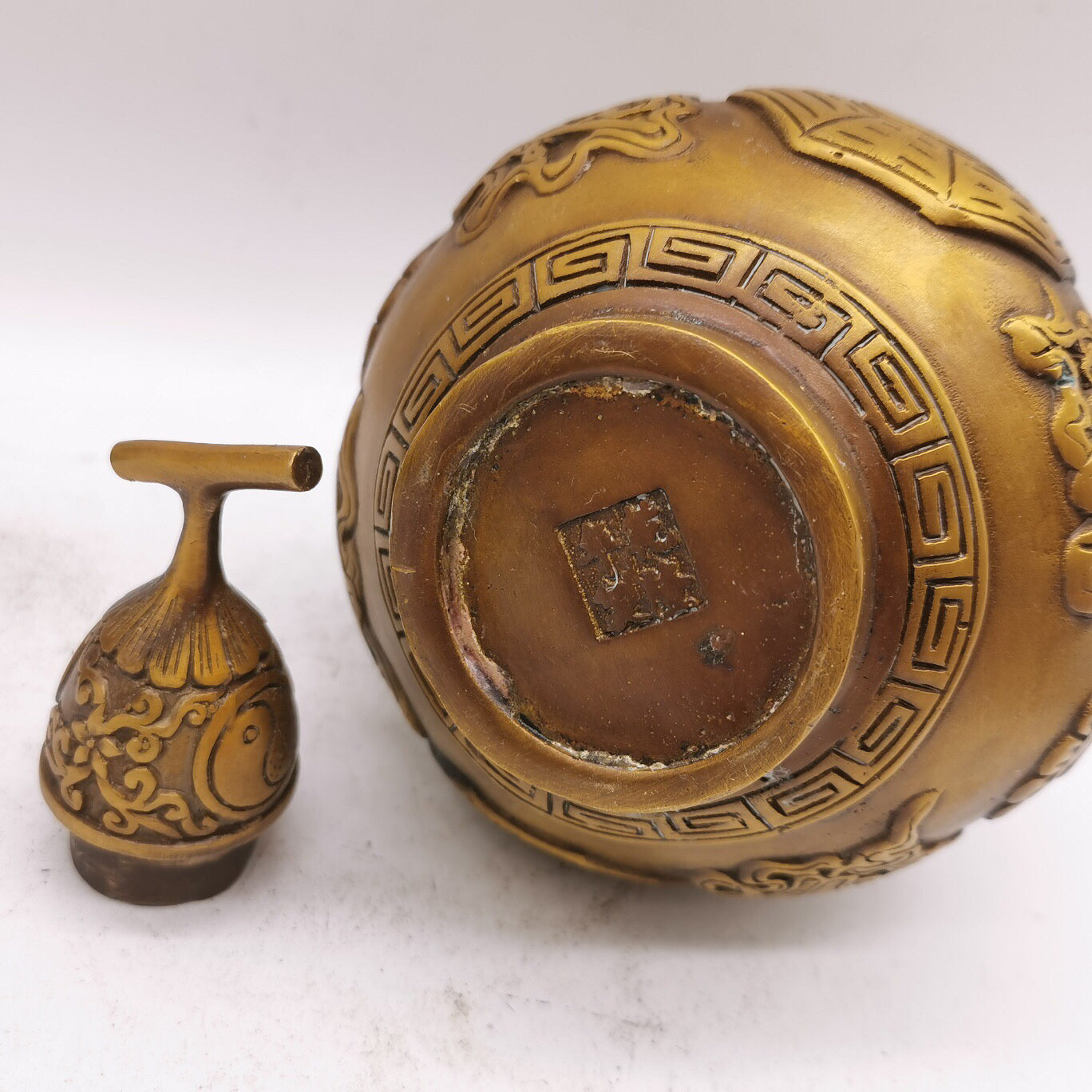 Chinese antique pure copper eight treasure gourd