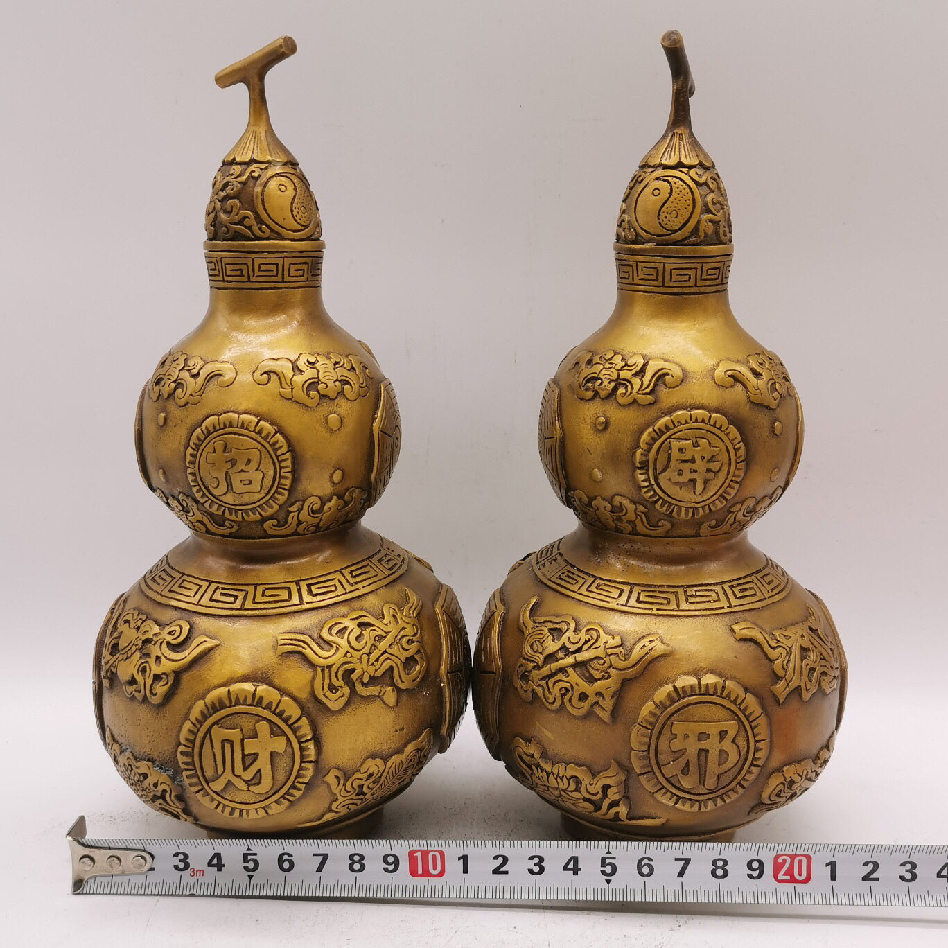 Chinese antique pure copper eight treasure gourd