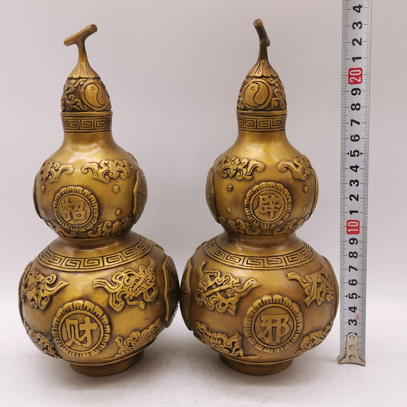 Chinese antique pure copper eight treasure gourd