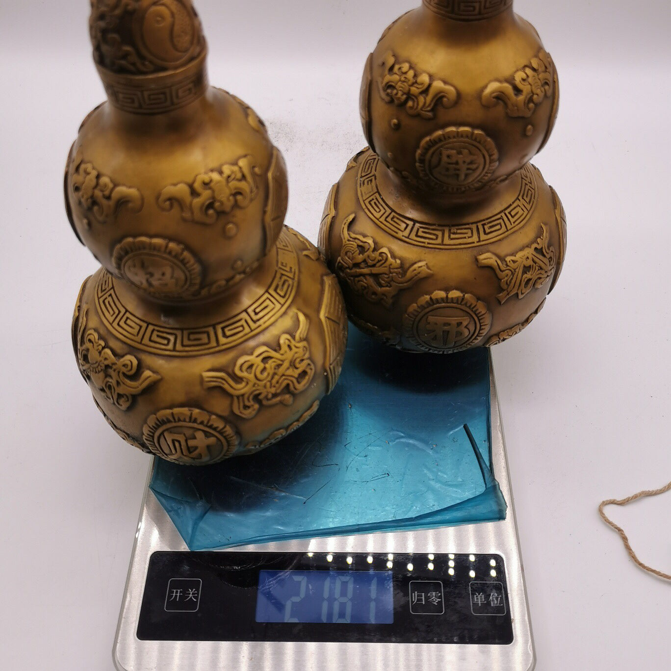Chinese antique pure copper eight treasure gourd