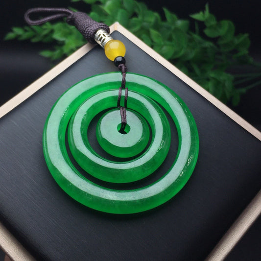 Ice green jade three ring mother son buckle