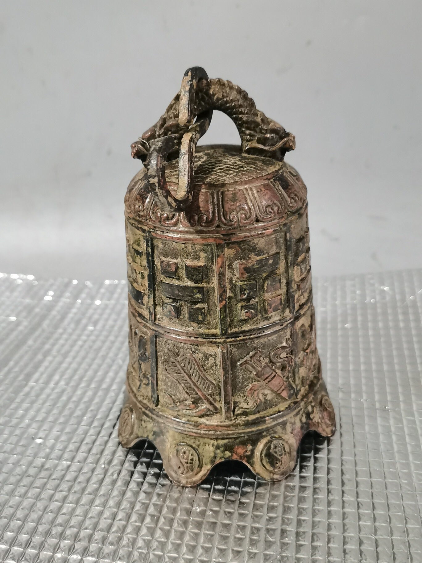 Chinese antique pure copper eight treasure clock ornaments