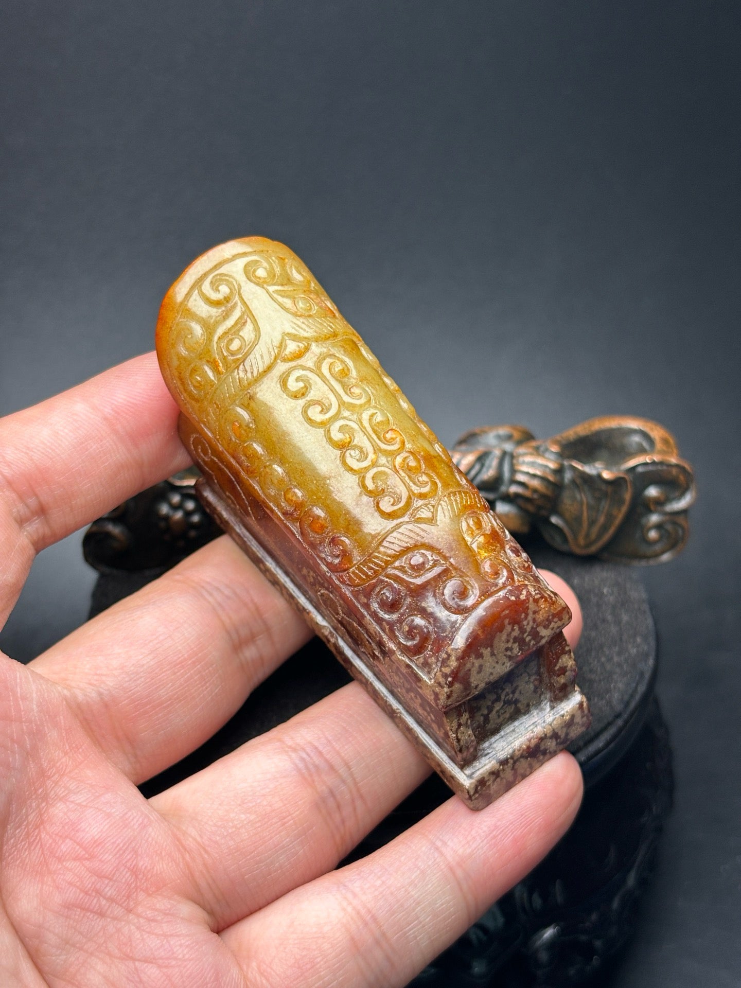 Chinese antique Hotan Jade coffin handle