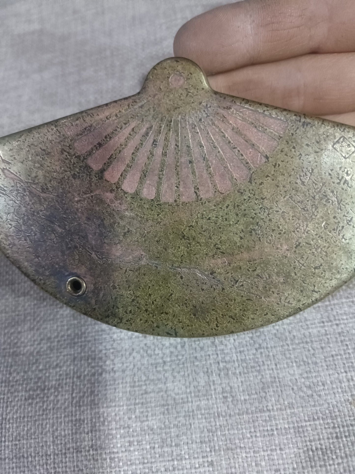 Chinese antique pure copper fan-shaped water droplets