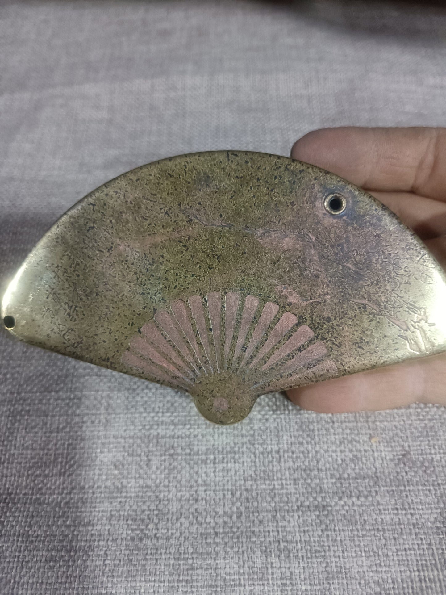 Chinese antique pure copper fan-shaped water droplets