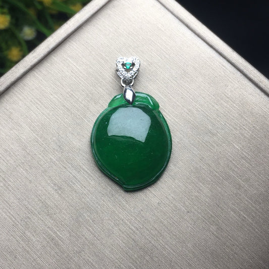 Ice Green Jade Peach Pendant